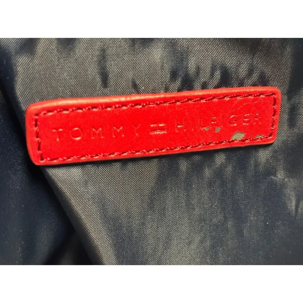 Tommy Hilfiger Cosmetic Bag Monogram Logo Navy Red Makeup Toiletry Mini Purse